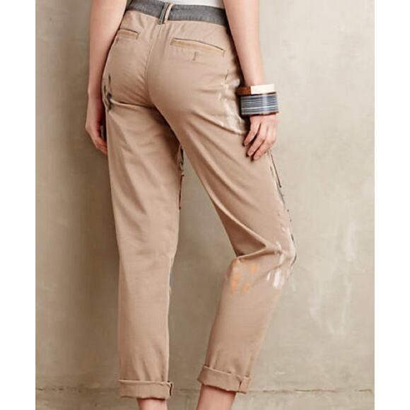 Anthropologie Pilcro Women's Hyphen Boho Patched Chino Khaki Pant Size 26 - Picture 6 of 16